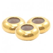 DQ metall Perle Disc 8x4mm mit Gummi innen Gold